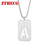 fashion surname name initials carved military nameplate necklaces women male stainless steel pendant necklace men couple jewelry