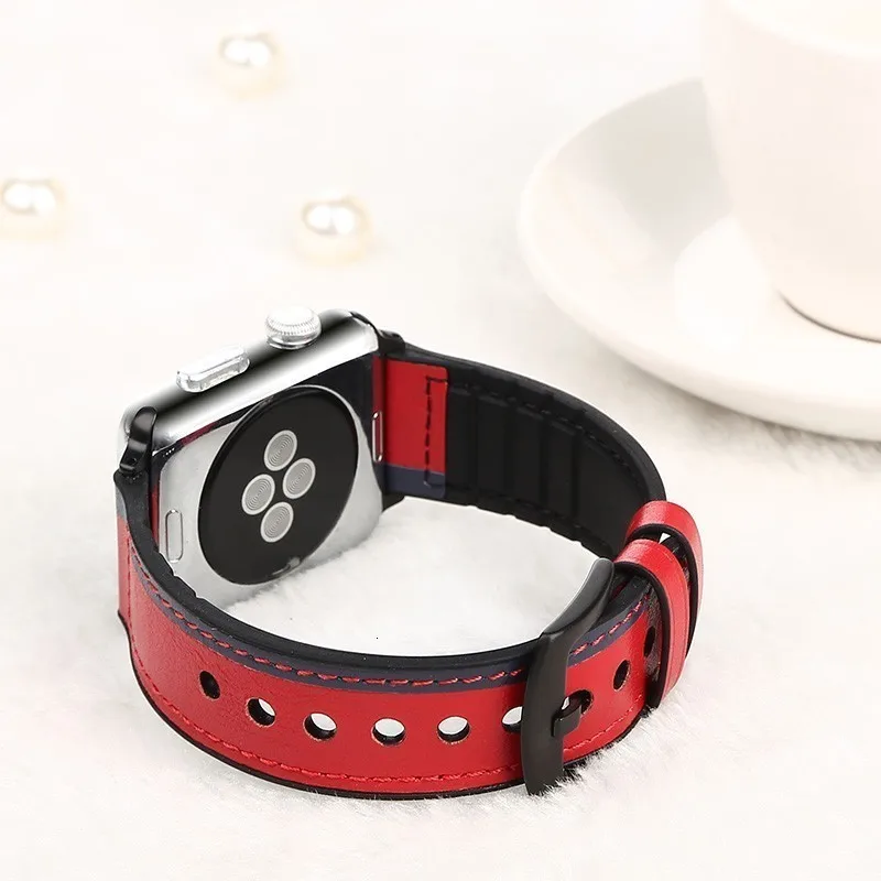 Кожаный силиконовый ремешок для apple watch, 44 мм, серия 4, 3, 2, 1, ремешок для iwatch, 38 мм, 42 мм, браслет с петлей, аксессуары для замены запястья