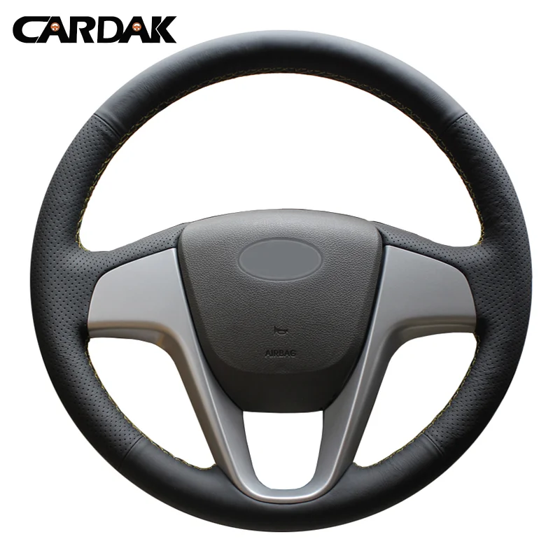 

Черная искусственная кожа CARDAK чехол рулевого колеса автомобиля для Hyundai i20 2009-2015 Accent Solaris 2010-2016 Verna 2010-2016