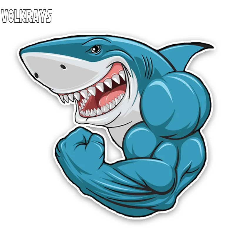 Volkrays модная Автомобильная наклейка Мультяшные мышечные акулы аксессуары