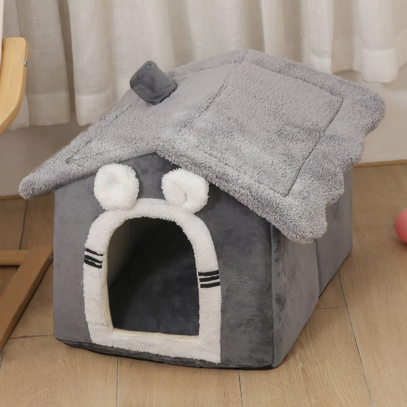 

Foldable Dog House Winter Pet Cat Bed Dog Sleep Kennel Removable Pet Mat Puppy Cushion Nest Warm Enclosed Cave Sofa Pet Supplies