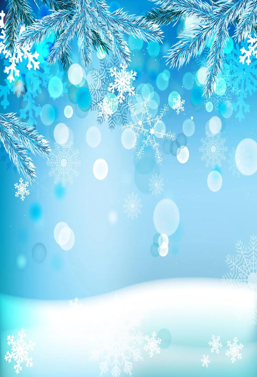 VinylBDS 10X10FT Winter Frozen Photo Background Christmas Garland Snowflake Branch Sky Blue For Studio | Электроника