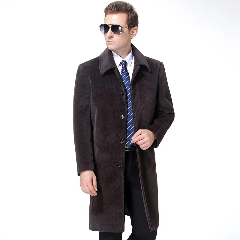 Популярное зимнее кашемировое пальто среднего возраста с отложным воротником