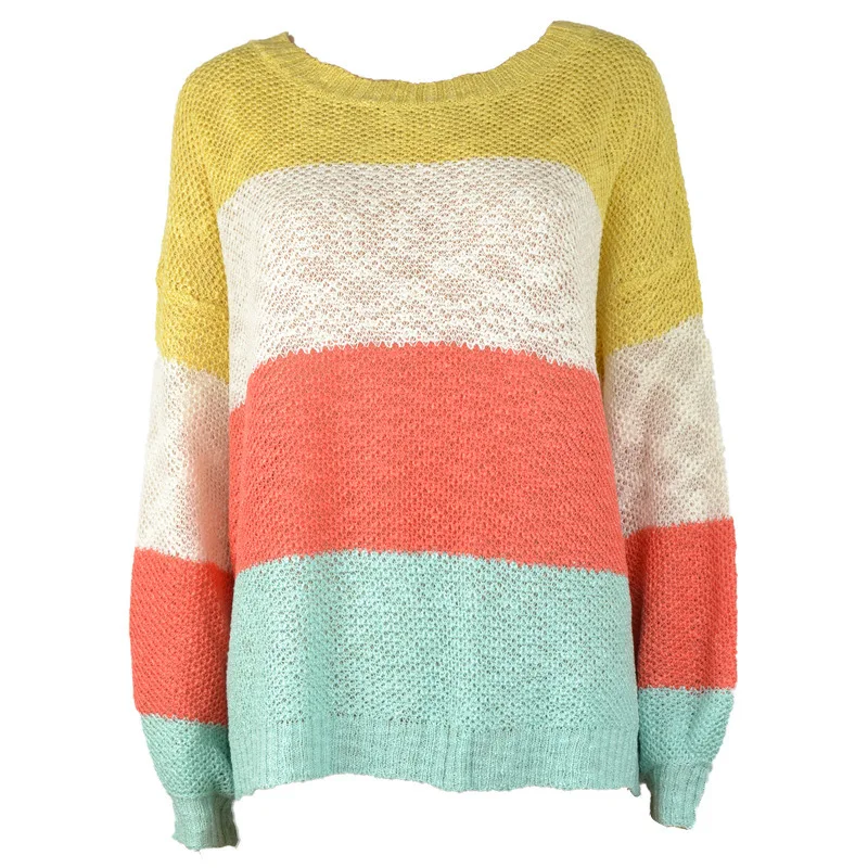 

AIUJXK Plus Size Loose Sweaters Women 2019 Autumn Winter Sexy Off Shoulder Wear Pullover Ladies Striped Jumper Casual Knitwear