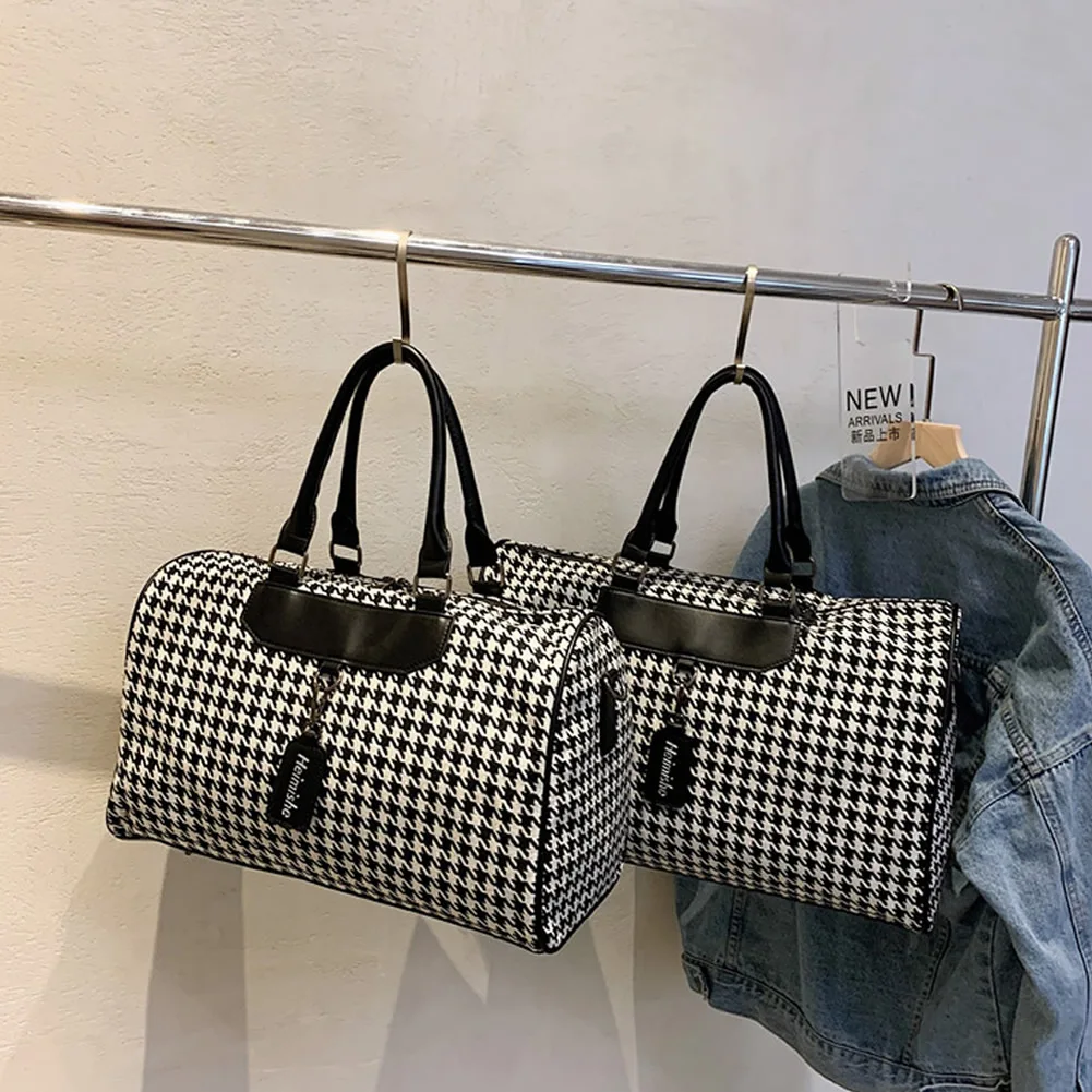 GNWXY Large Capacity Travel Bag Women Luggage Shoulder Handbag Fashion Foreign Flavor Plaid Gym Bag Lightweight Men Duffel Bags