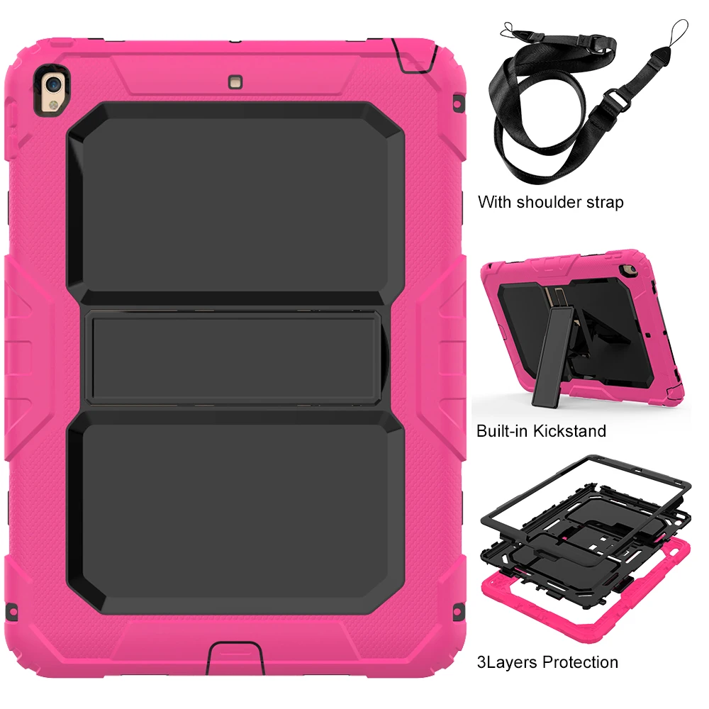 4 Kids Shockproof Case for iPad Air 3 Pro 10.5 Coque Three Layer Shockproof Rugged Case 360 Degree Hand Shoulder Strap Cover - Цвет: 4