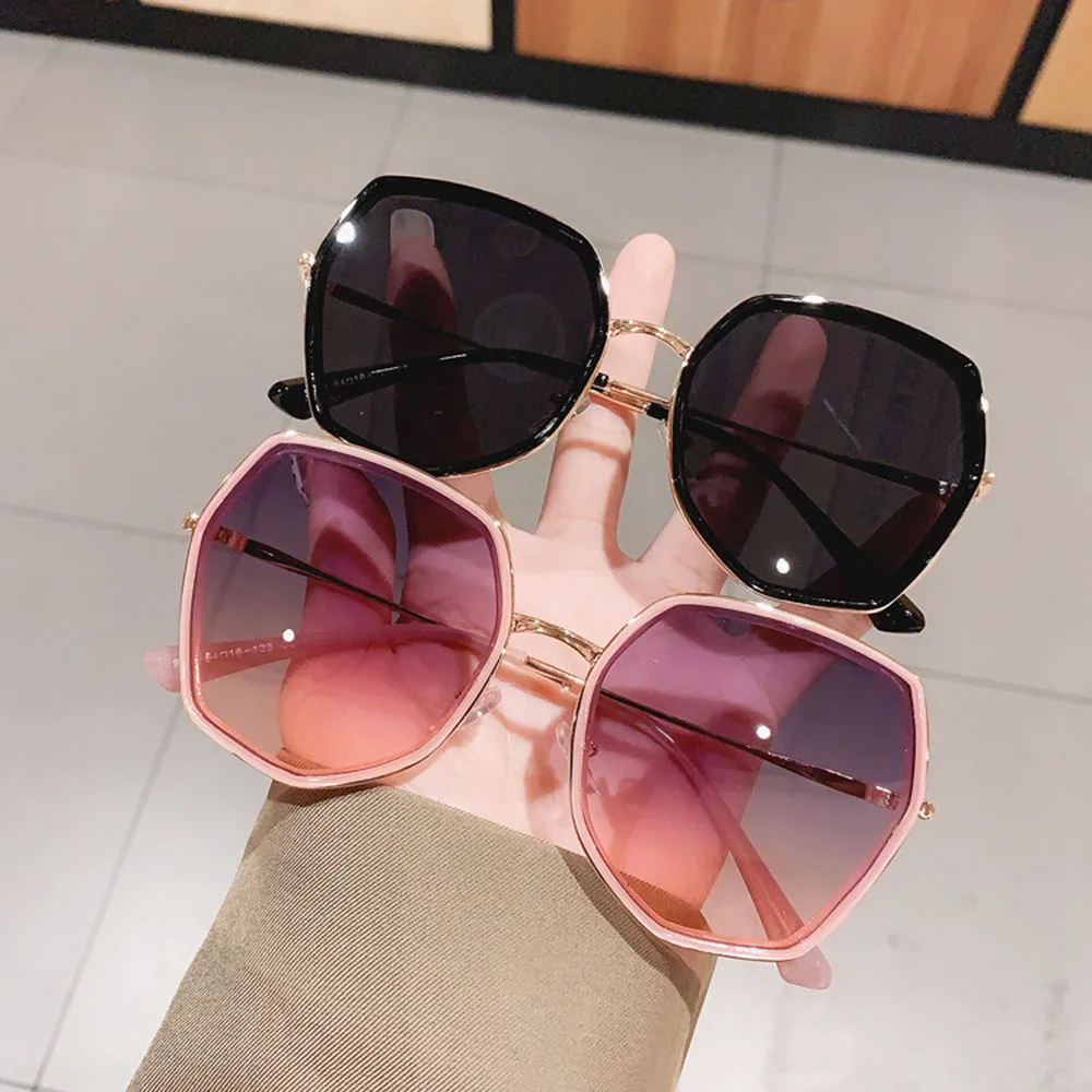 

2021 New Fashion Polygon Gradient Women Sunglasses Vintage Irregular Big Frame Eyewear Trending Ladies Shades Pink Sun Glasses