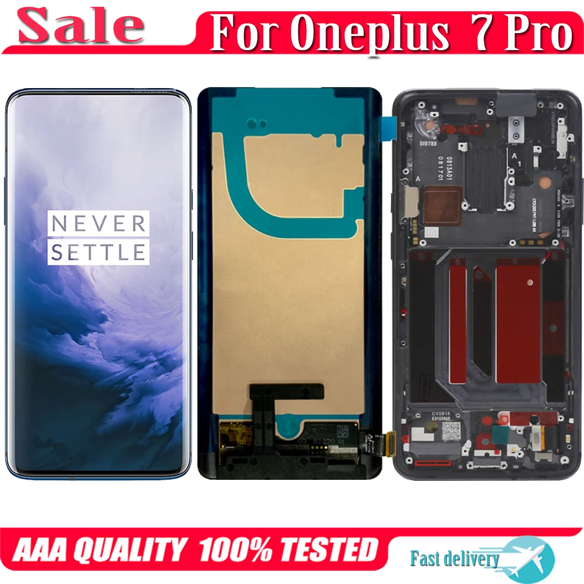 Pantalla LCD AMOLED Original de 6,67 pulgadas para OnePlus 7 Pro 7Pro, repuesto de digitalizador de pantalla t&aacute;ctil para OnePlus 7 Pro, marco de cristal LCD-0