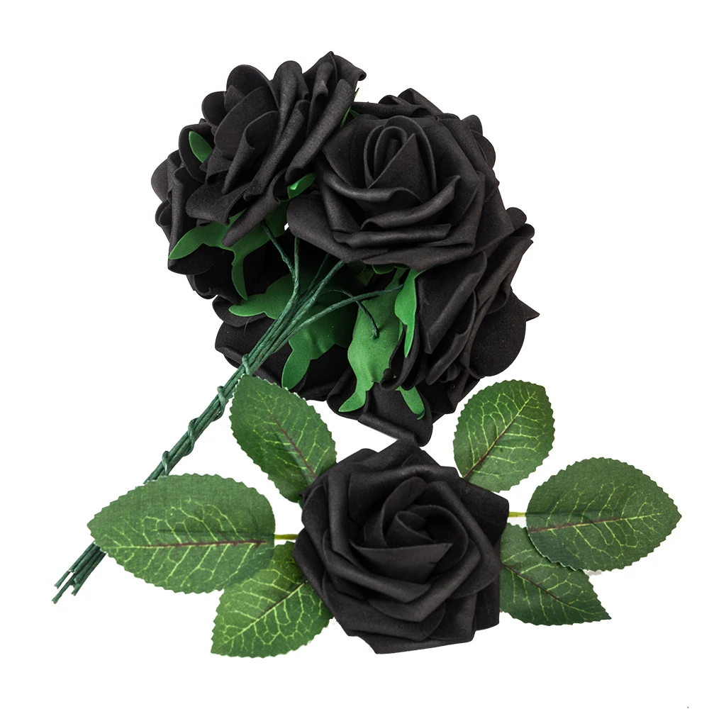 

25pcs PE Foam Rose Flower Black