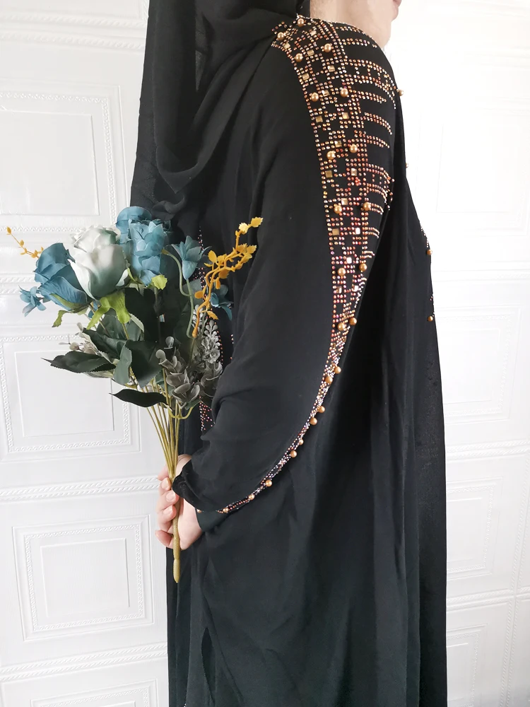 Мусульманское черное платье-абайя шифоновые Абайи для женщин одежда Дубая 2021
