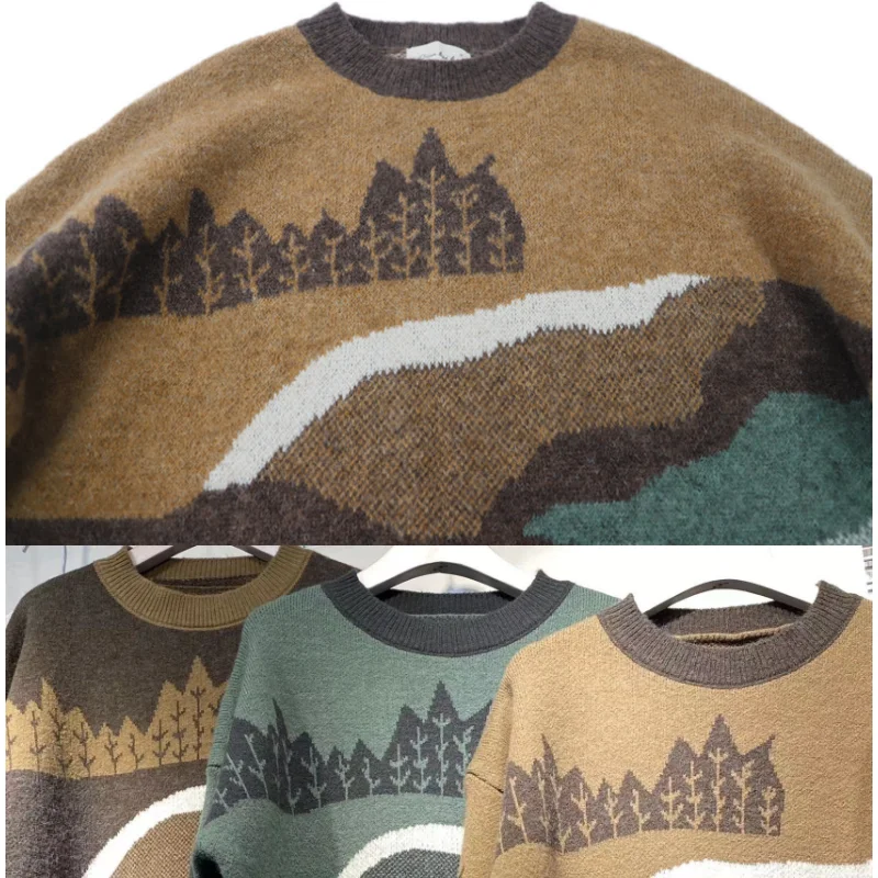 

Autumn And Winter New Women's Sweater Warm Knitted Fashion Print Round Neck Pullovers Vintage Female Casual Loose Lazy Style Top