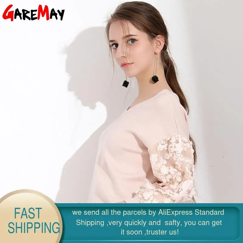 Осенние женские свитера и пуловеры джемперы кружевной милый женский свитер