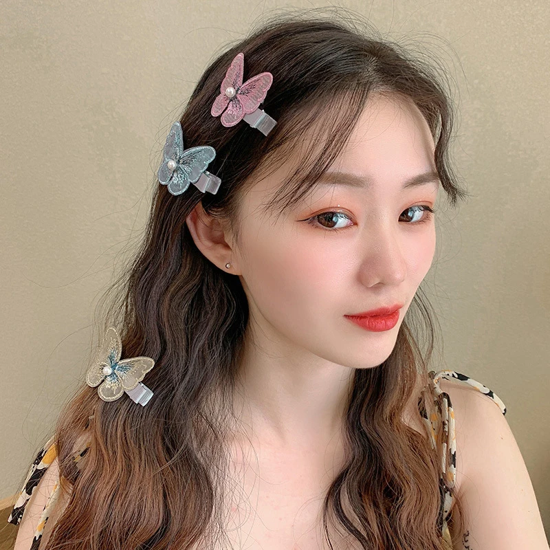 

Trendy Hairpins Jewelry Women Girl 3D Net Yarn Hair Clip Butterfly Shape Barrettes Hair Clamp Headwear FMF