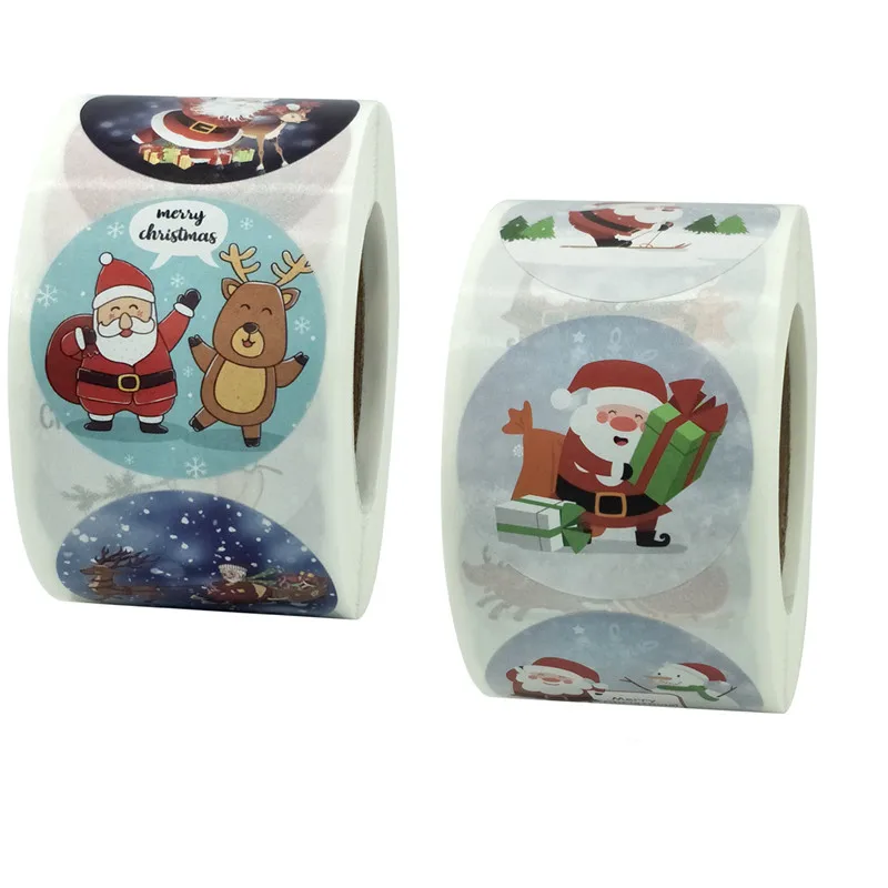 

500Pcs2.5cm /3.8cmMerry Christmas Stickers Santa Claus Snowman Trees Decorative Stickers Wrapping Gift Box Label Christmas Tags