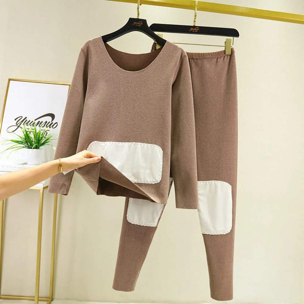 

Autumn winter pajamas Two Piece Set Women velvet Sport Suits Thick Warm Women O-neck pullover top + Elastic waist Pants Outfits