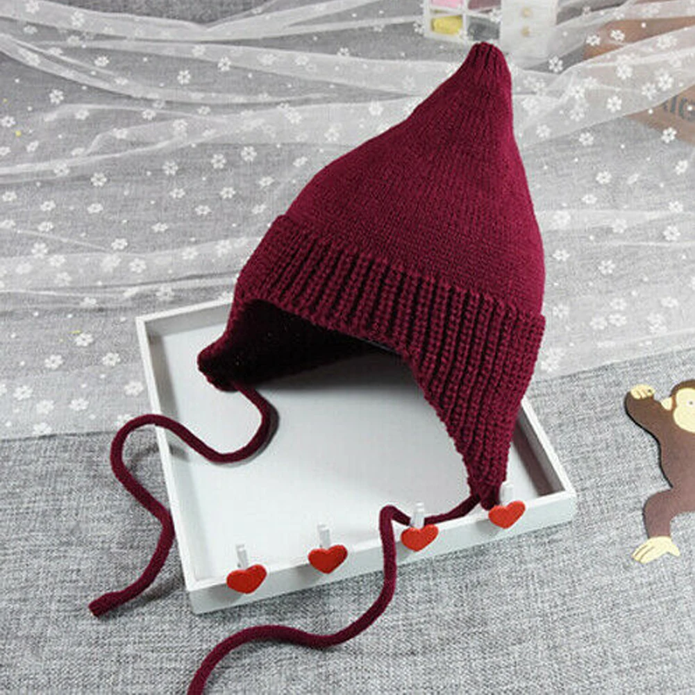 Hot Cute Toddler Kids Girl Boy Baby Infant Winter Warm Crochet Knit Hat Beanie Cap Black Candy Color Running Caps | Спорт и