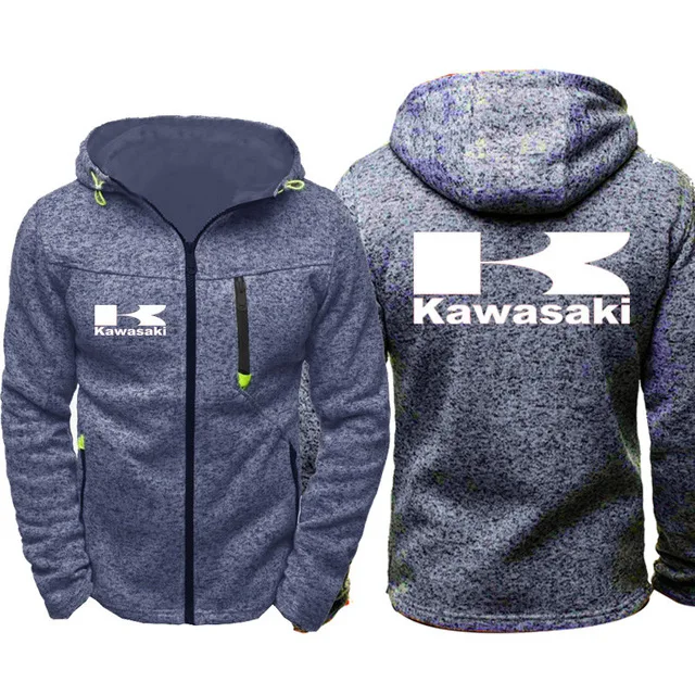 Зимнее пальто толстовки Кавасаки мото Логотип Мужские Повседневные Легкие