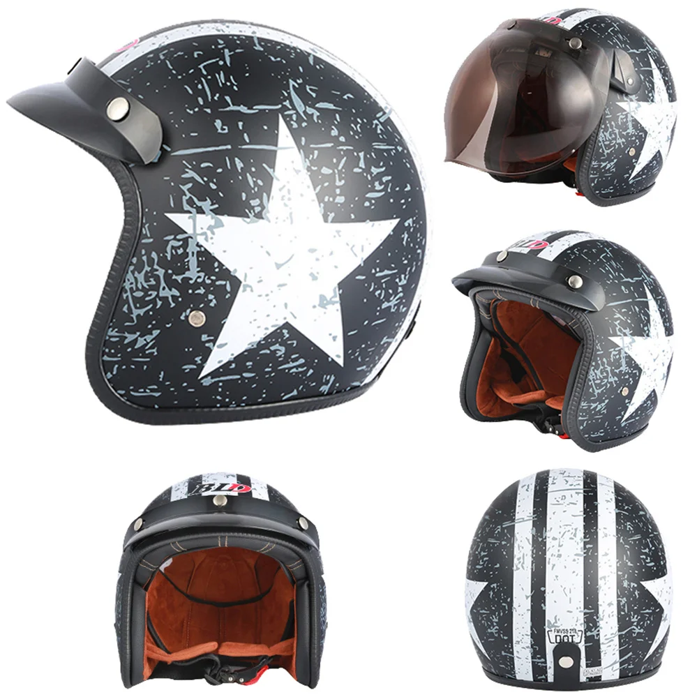 

BLD Retro Motorcycle Open Face Helmet Vintage German Men Women Scooter Motorbike Riding 3/4 Jet Helmets Casque Moto Casco DOT