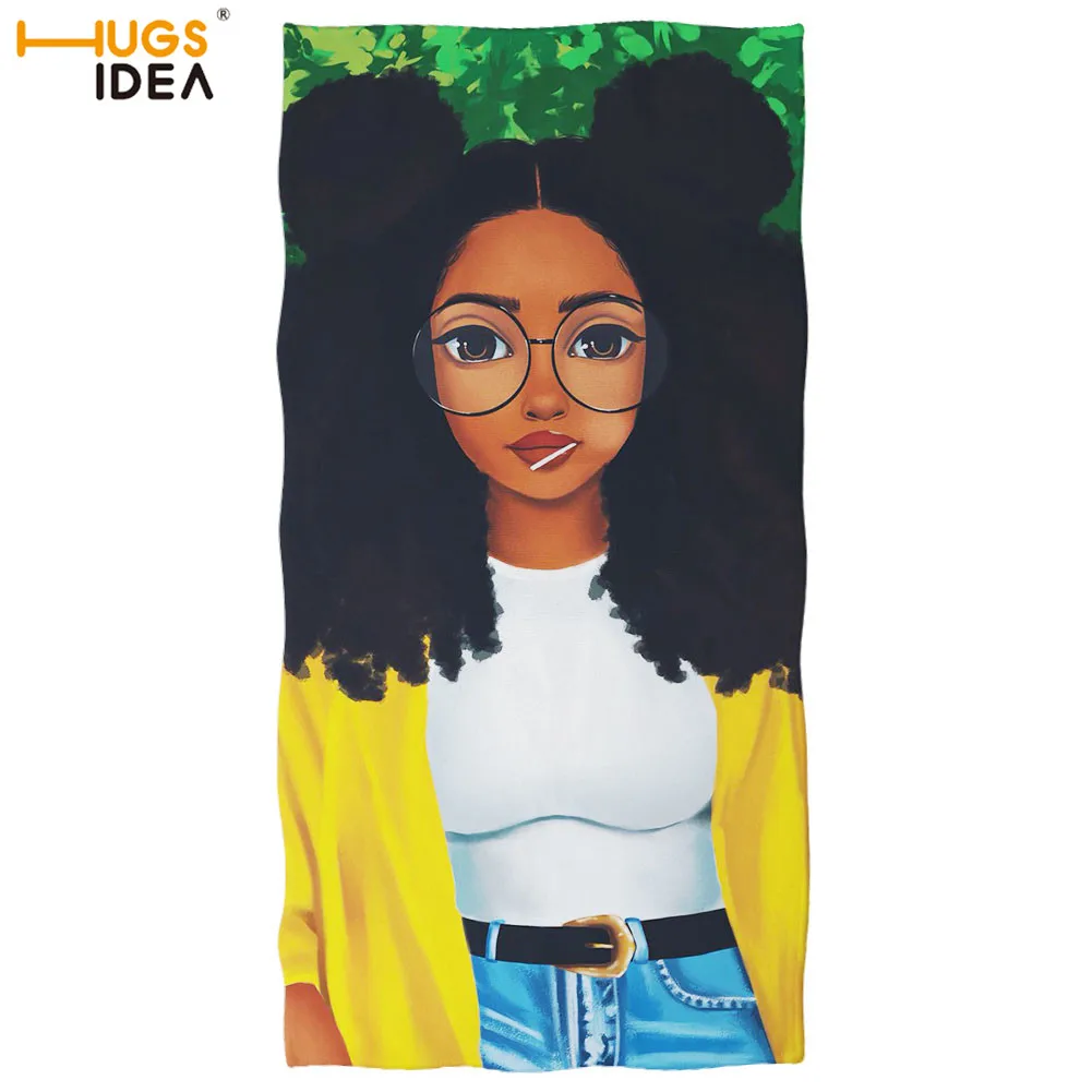 Художественное черное пляжное полотенце HUGSIDEA с принтом афродевушки/банное для