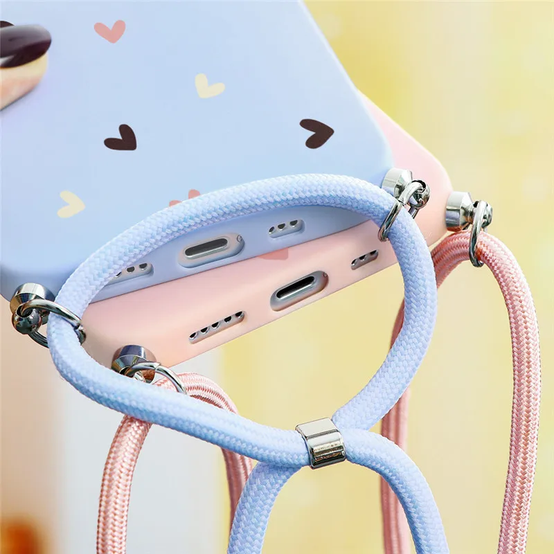 

Necklace Lanyard Rope Case For Xiaomi Mi Redmi Note 9 10 10T 9T 8T 8 9A 7A 7 9S Pro Lite A2 6X 5X Poco X3 NFC Soft TPU Love Case