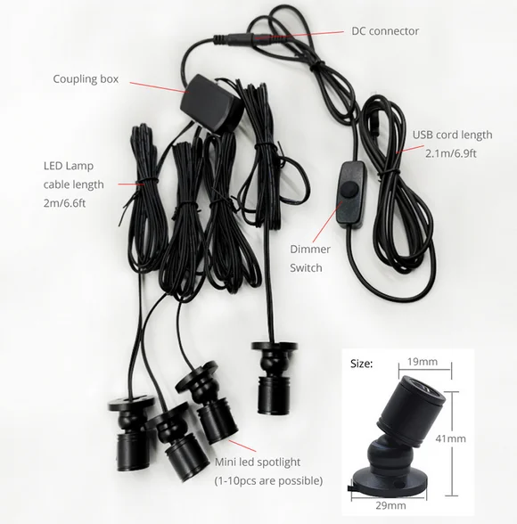 Мини Светодиодный точечный светильник 1 Вт 5 В USB с регулируемой яркостью