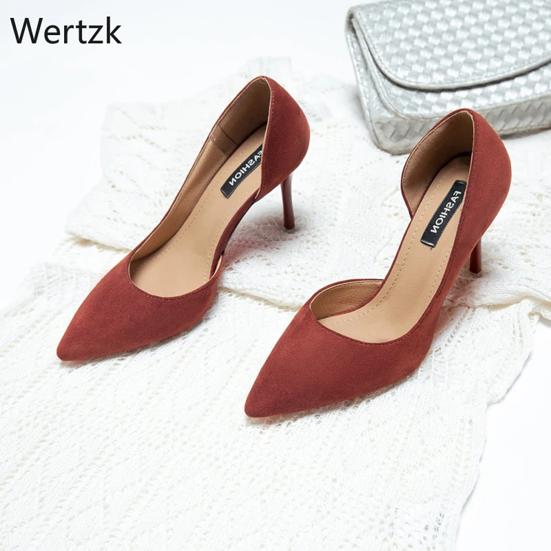 Женская офисная обувь на высоком каблуке модная замшевая для отдыха B340 весну