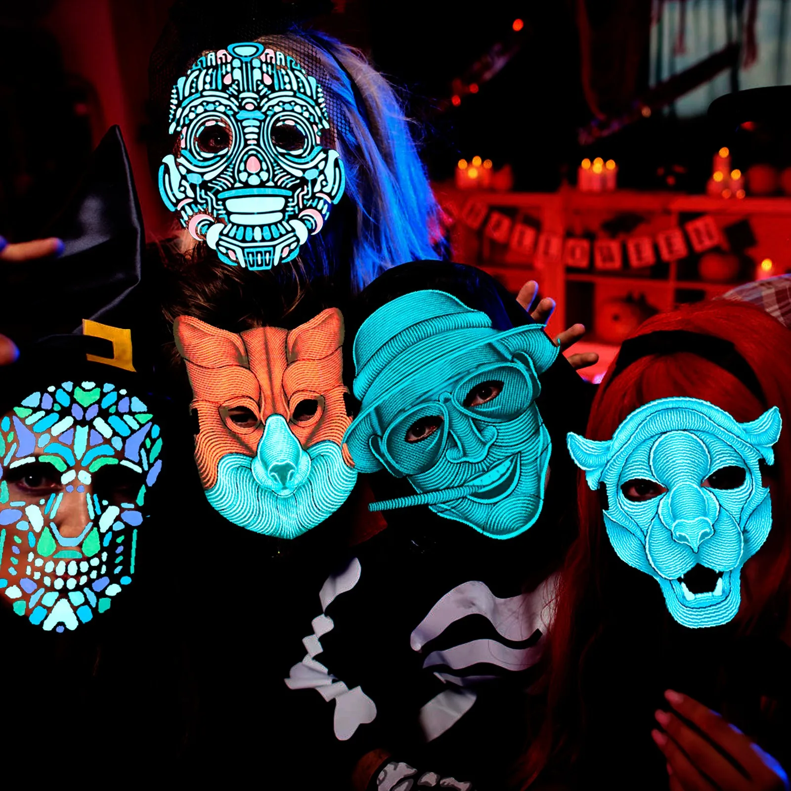 Новинка светодиодная маска на Хэллоуин праздник маскарад музыкальная вечеринка