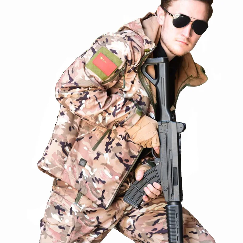 Армейская камуфляжная Мужская куртка тактическая зимние водонепроницаемые