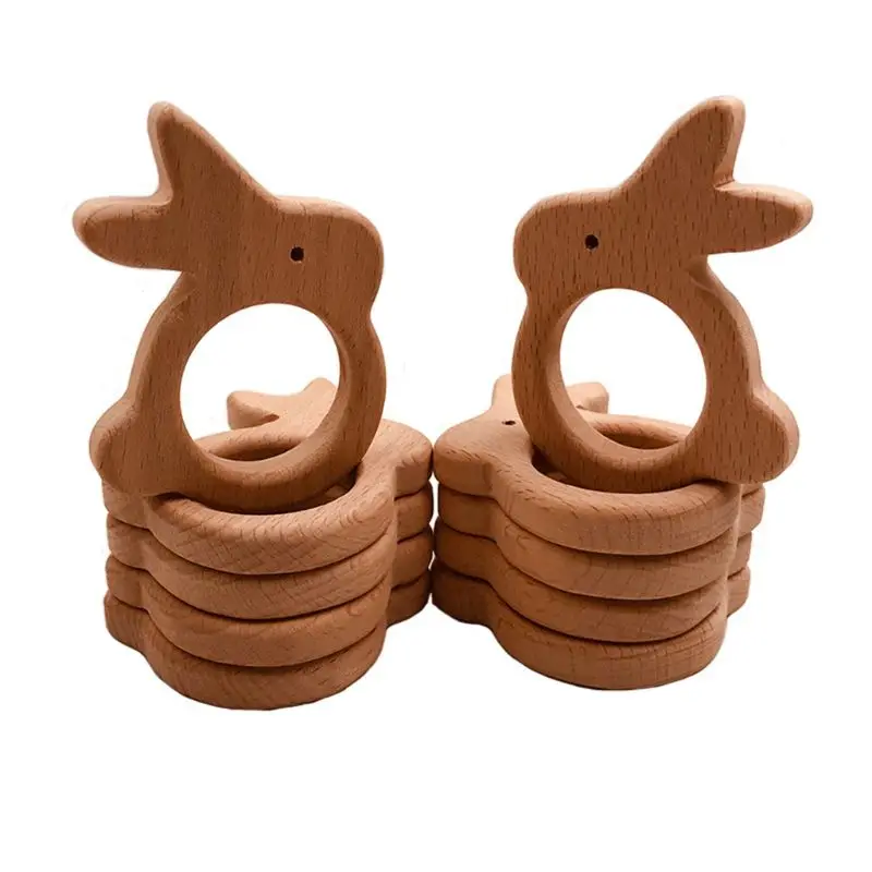 

Baby Rabbit Beech Teether Infant Teething Chewing Soother Molar Toys Pendant