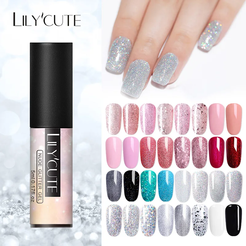 Серебристый Гель лак LILYCUTE 5 мл удаляемый замачиванием УФ светодиодный для