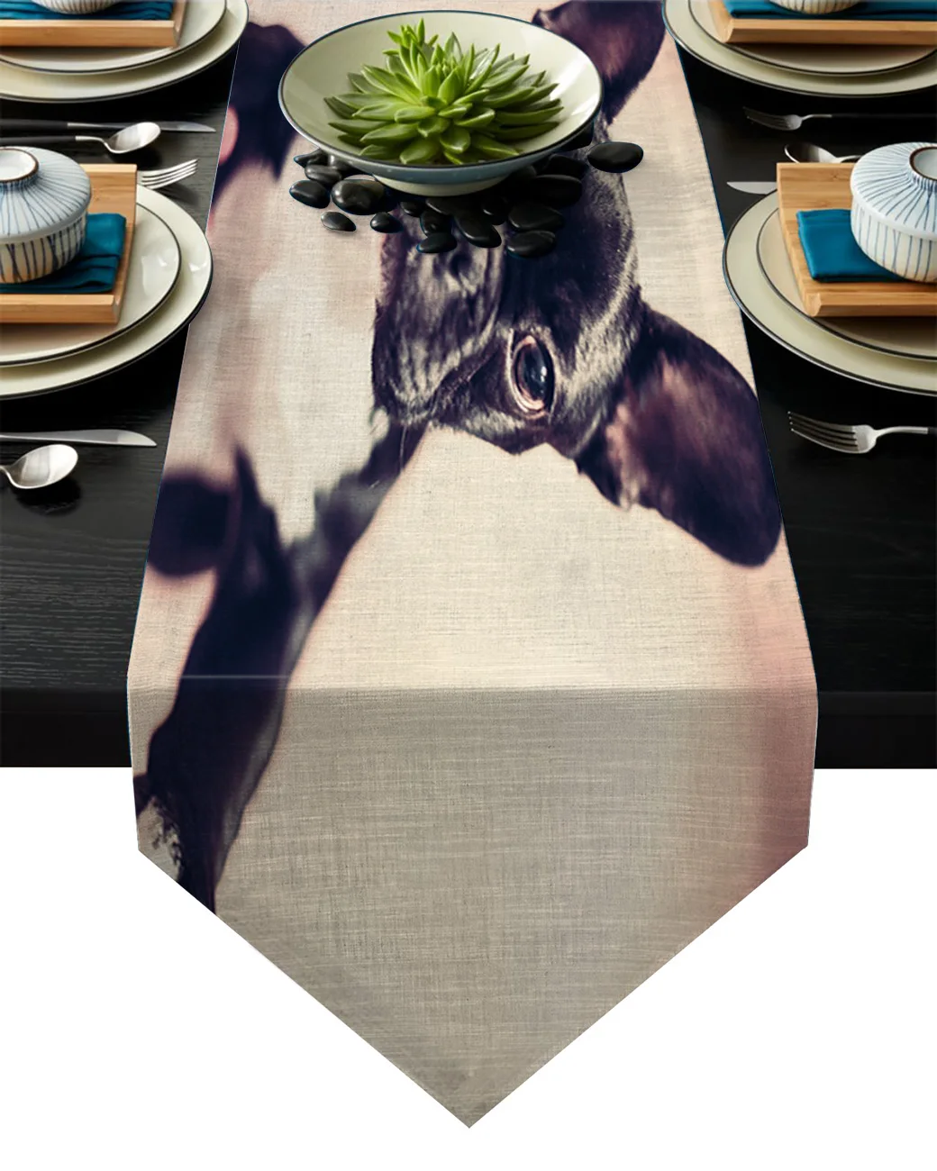 Собака животное домашнее черный милый бой настольная дорожка Настольный Флаг