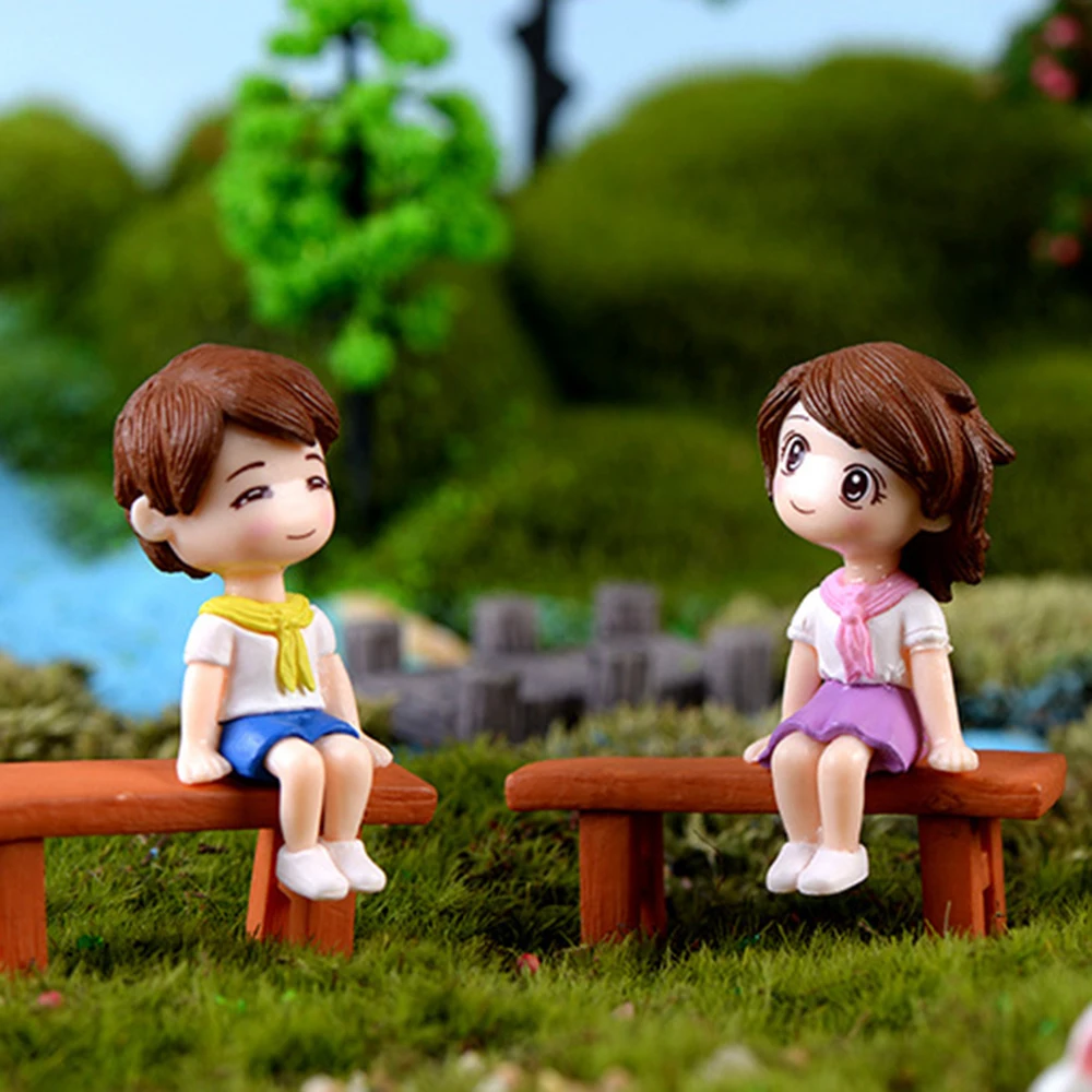 3Pcs Gardening DIY Mini Dolls Couples Fairy Garden Stool Dollhouse Decor Miniatures For Succulents Potted Plants Micro Landscape | Дом и сад