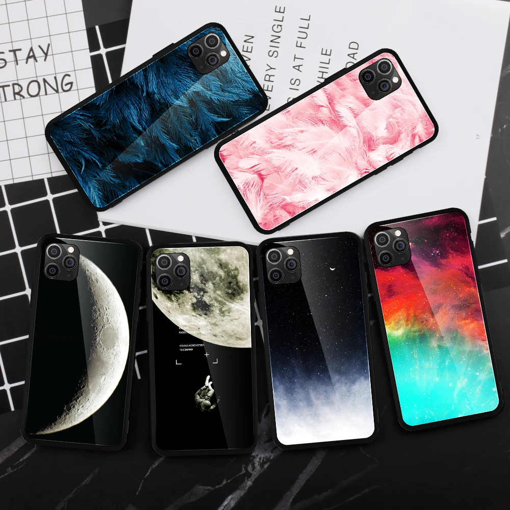 Чехол для iPhone XS Max XR X 8 11 Pro Max, силиконовый тонкий чехол, закаленное стекло, звездное небо, для iPhone 8, 7 Plus, 6, 6 S, 8 Plus, 11 Plus, чехол