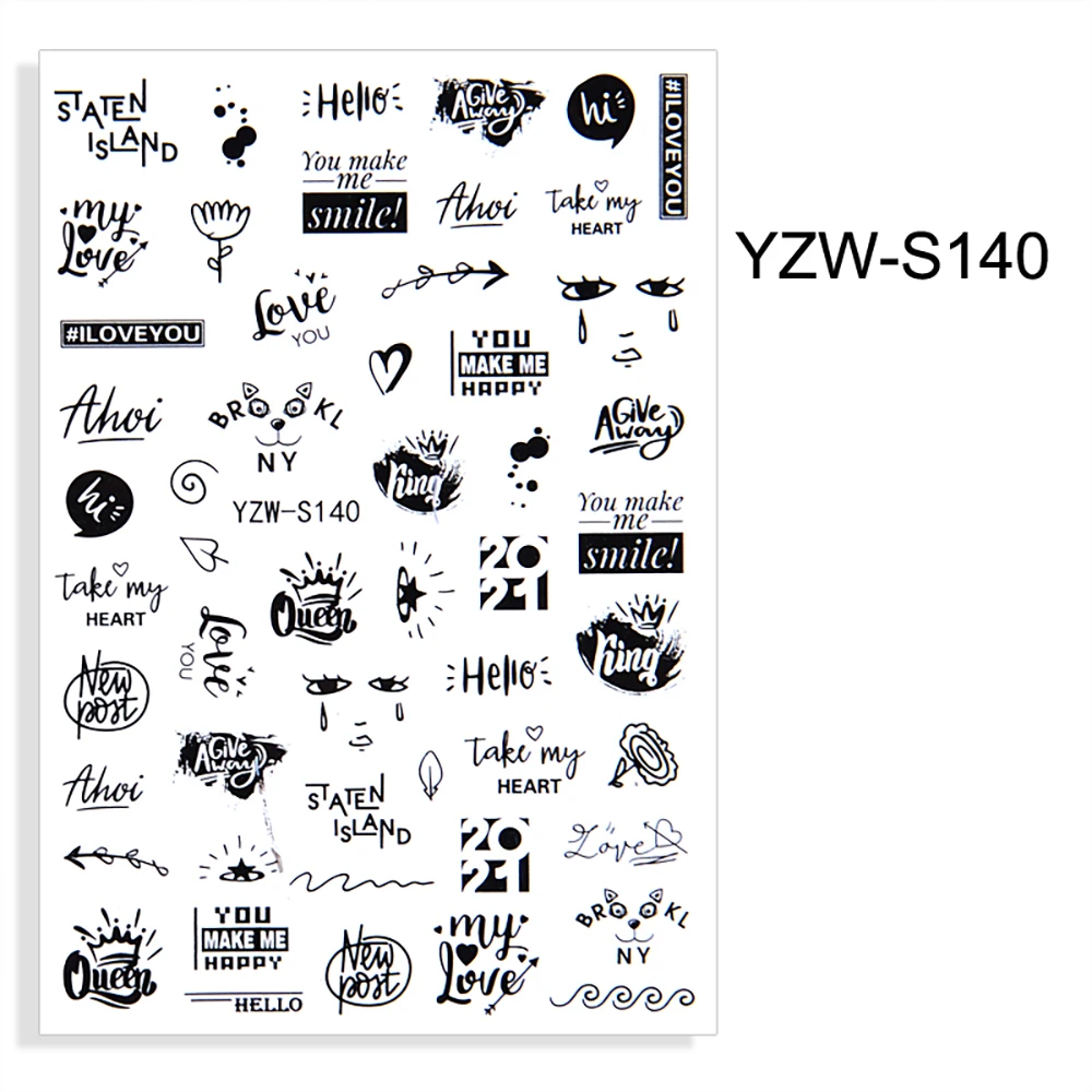 

Words Nail Sticker Adesivos De Unhas Nails Decals Nail Art Sticky Adhesive Transfer Sticker For Nails Sliders Black Nails
