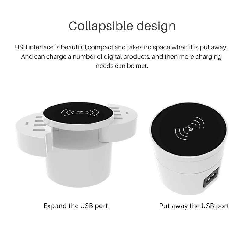 Hognmeng круглый складной дизайн USB зарядное устройство 8 + 2 Type-C для Iphone 12 Xiaomi