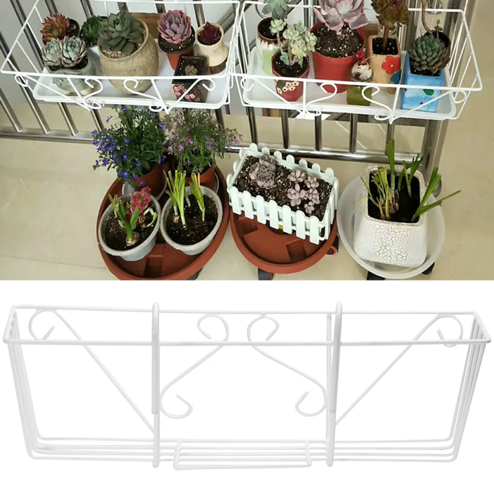 

1pc Iron Plant Stand Hanging Planter Pot Flowerpot Planter Wall Mounted Square Flower Rack Iron Metal Stand (Black)