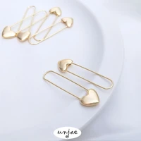 custom 14k gold paper clip earrings heart pin earrings simple personality earrings fashion earrings