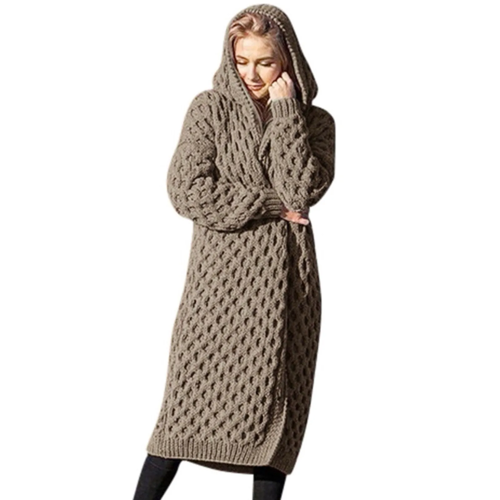 

Модный женский длинный кардиган 2021, высококачественный вязаный кардиган для женщин, повседневный Свободный кардиган с длинным рукавом, Жен...