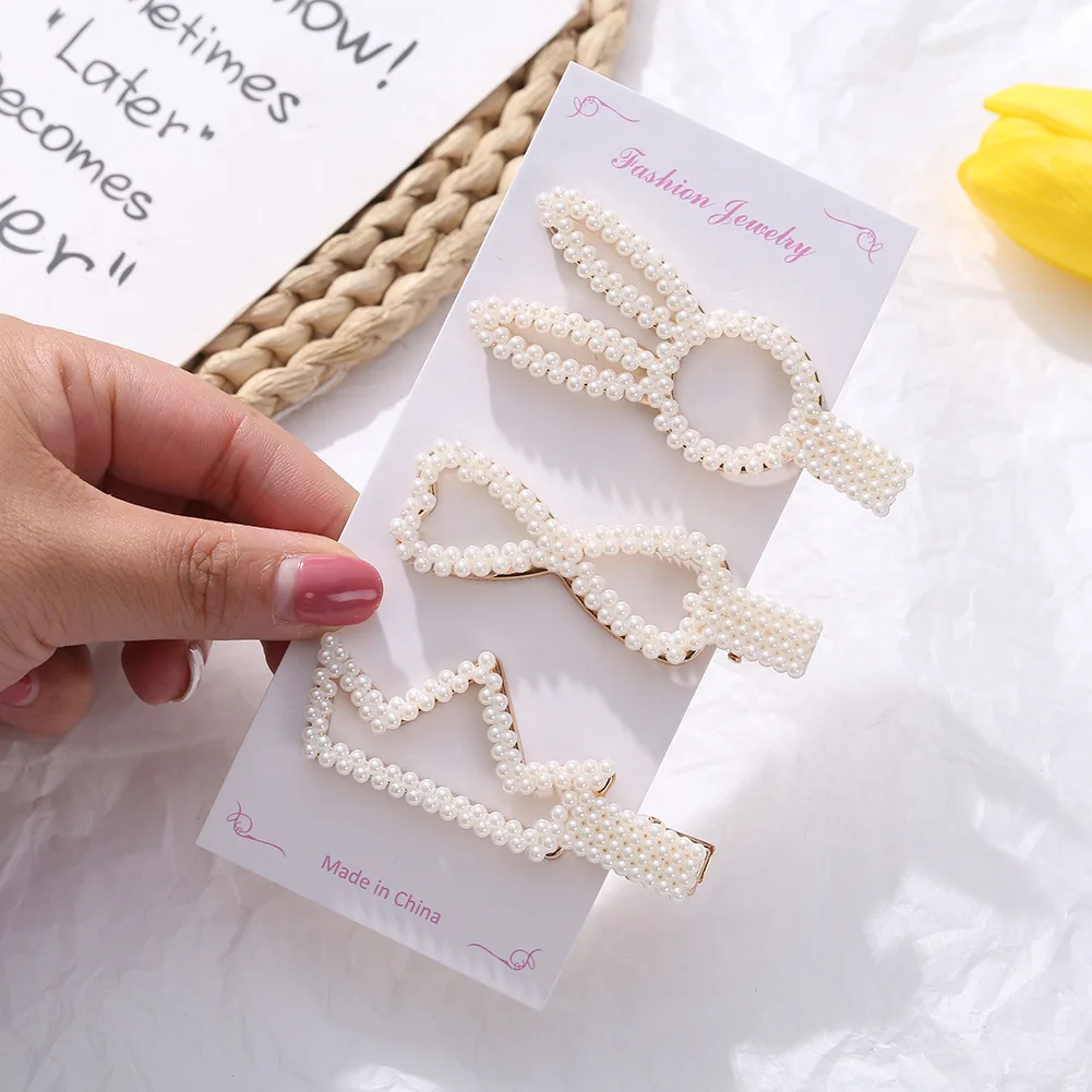 Модные металлические жемчужные заколки для волос украшения женщин Цветочные