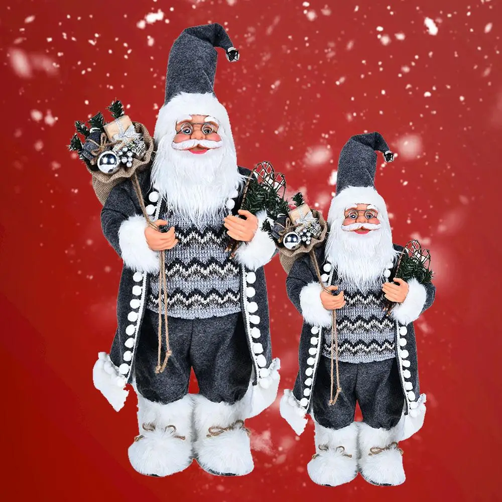 

Cloth Decorative Christmas Doll Santa Claus Supplies Gray Gifts Home Decor Indoor Creative 30cm Festive Hanging Party