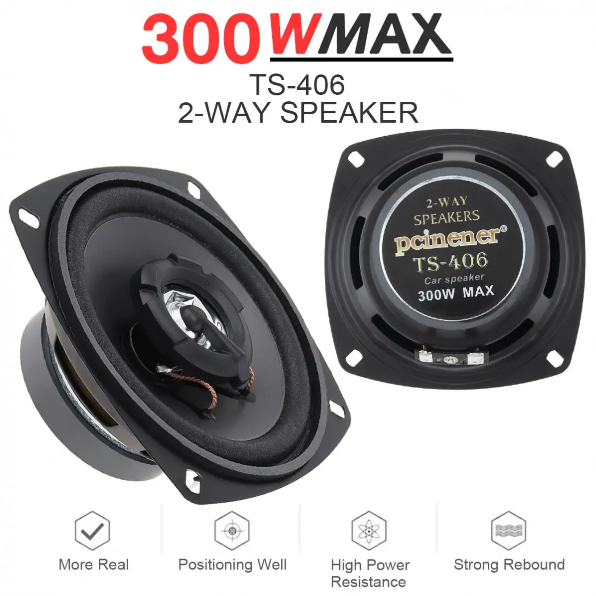 1 Piece 4 Inch 300W 2-Way 93dB Car HiFi Coaxial Speaker Vehicle Door Auto Audio Music Stereo Full Range Frequency Speakers | Автомобили и