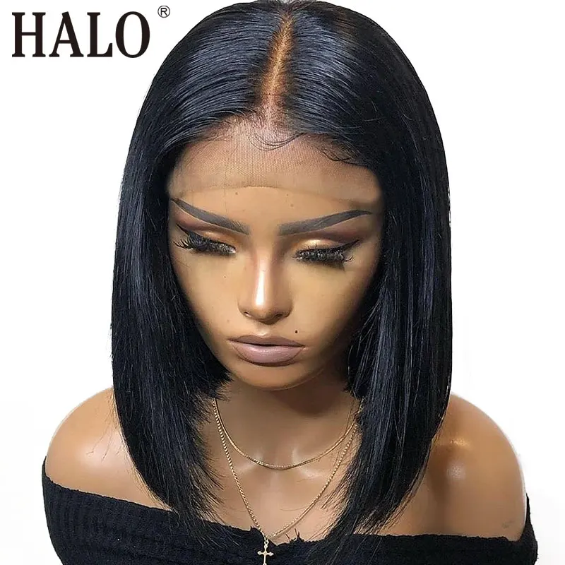 Парики из натуральных волос на коротком кружевном фронте бразильские прямые