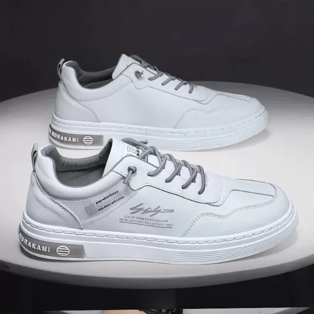 

Men's Shoes Spring and Summer White Shoe Skateboard Shoes round Toe Wear-Resistant Casual Low Top Solid Color Male Sports