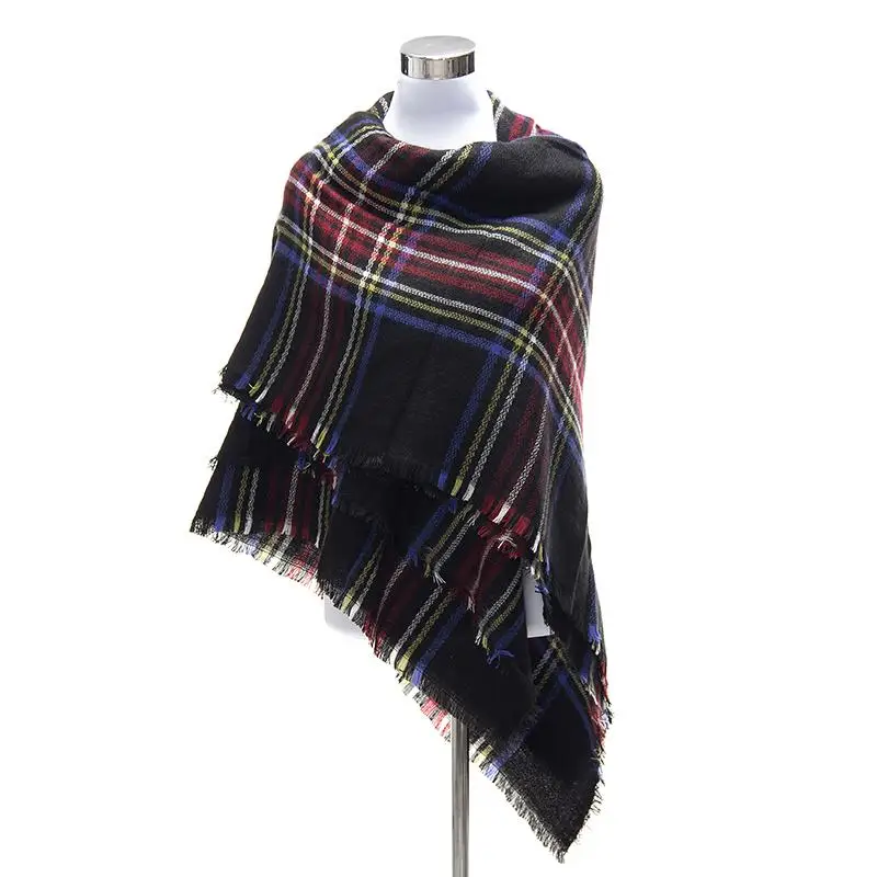 Женщины одеяло шарф зимние кашемировые шарфы в клетку теплые женские хиджаб