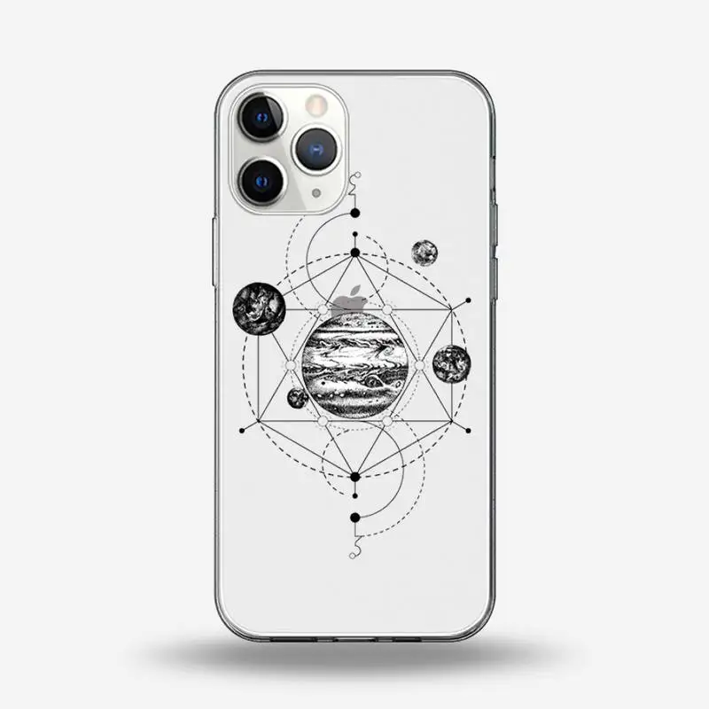 

Sun Universe Tattoo Eye Tattoo Phone Case Transparent for iPhone 6 7 8 11 12 s mini pro X XS XR MAX Plus custom protective shell