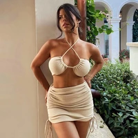 two piece set women matching sets skirt and top 2021 summer off shoulder party outfit festival clothing mini skirt and crop top