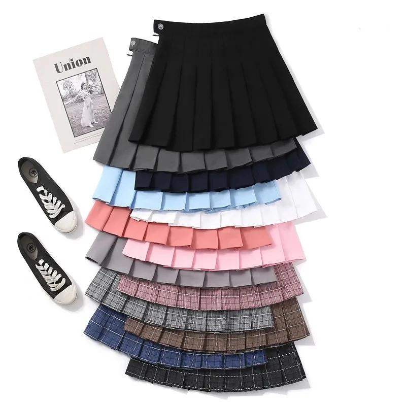 

2021 Pleated Skirt Women Summer Student Korean Version Fashion New High Waist A-line Culottes Cute Sweet Mini Plaid Skirt Women