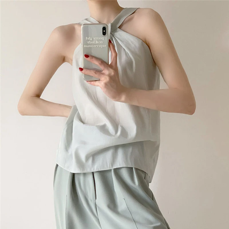 Женский шифоновый топ с открытой спиной привлекательный милый жилет в горошек