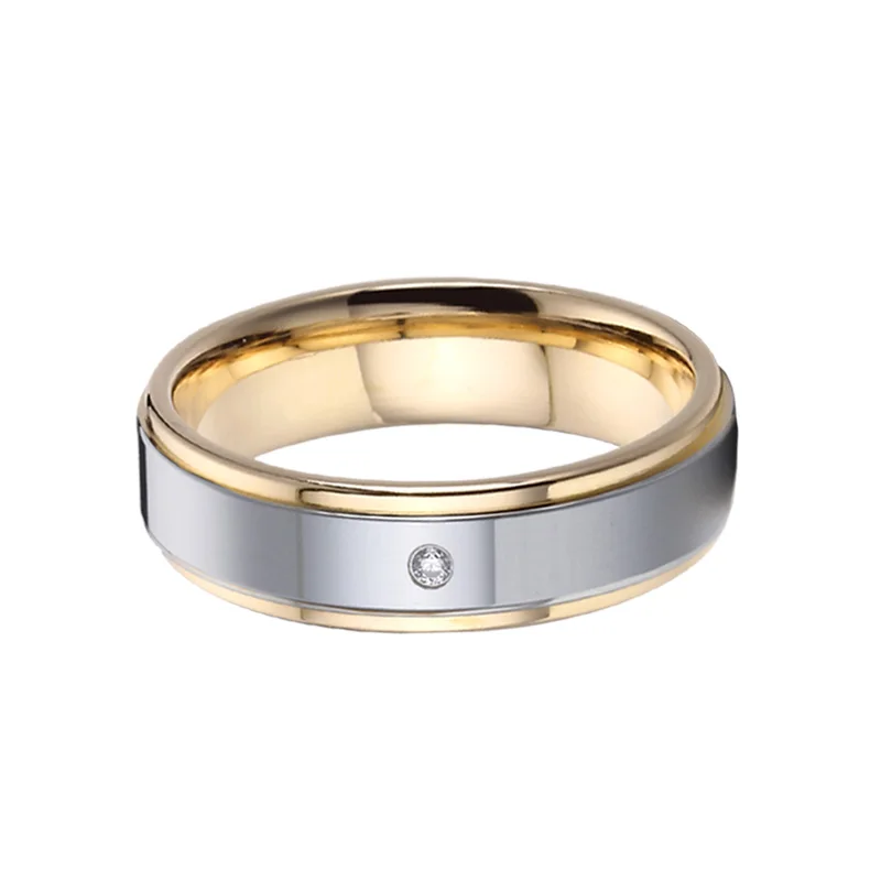 Обручальные кольца с фианитом 5 мм из нержавеющей стали|Обручальные кольца| |