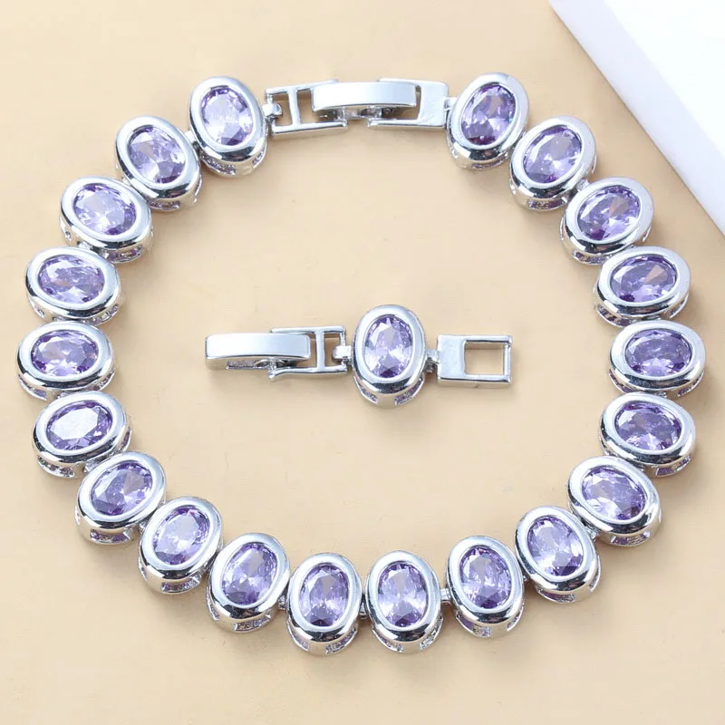 

Attractive Purple Zircon Silver Color Bracelet Health Fashion Jewelry For Women Free Jewelry Box SL70